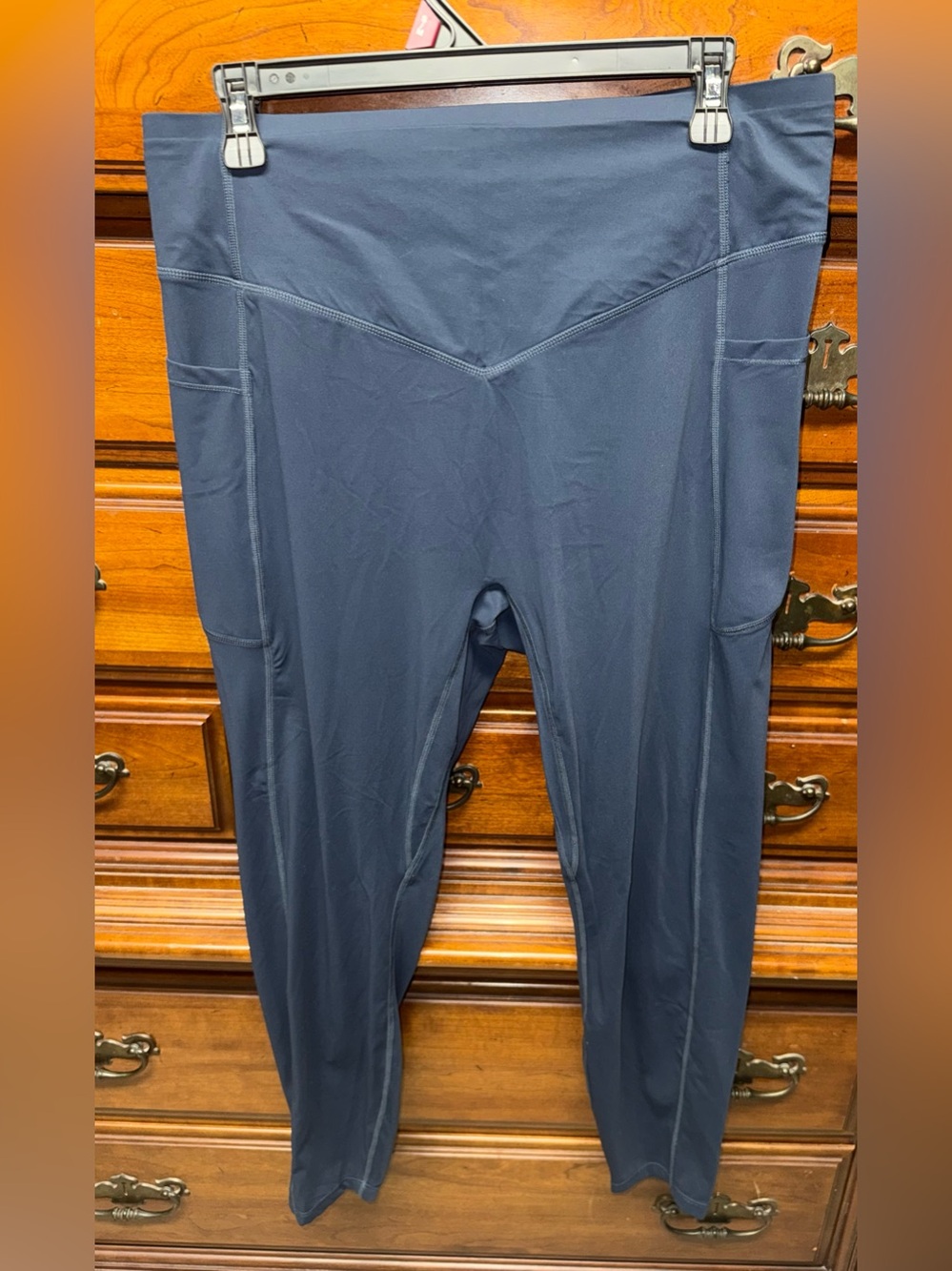 HALARA Navy High-Waist Ruched Leggings